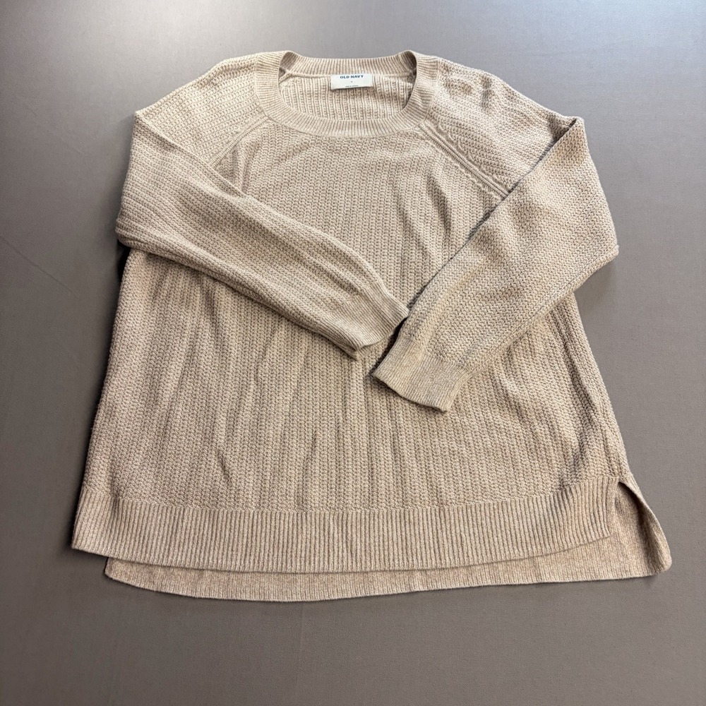 Old Navy Women XL Cream Bouclé Crewneck Pullover Sweater 599685 Neutral